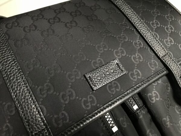 1:1 Replica Gucci Shoulder Bag Nylon Shima Black GG Embossed For Men 13.8in/35cm GG