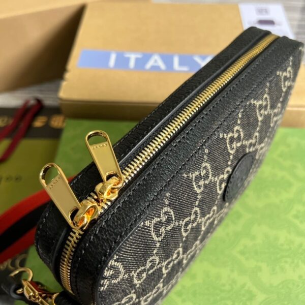 1:1 Replica Gucci Shoulder Bag With Interlocking G Black And White GG Supreme Canvas For Women  9.6in/24.5cm GG