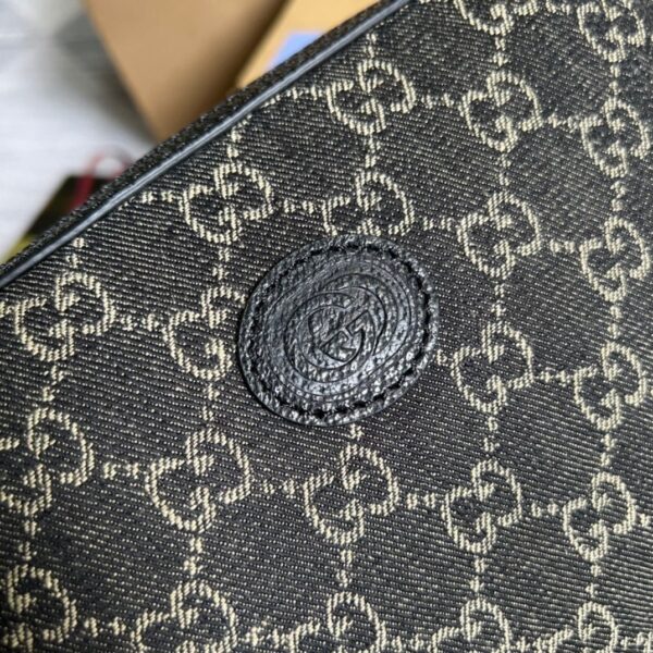 1:1 Replica Gucci Shoulder Bag With Interlocking G Black And White GG Supreme Canvas For Women  9.6in/24.5cm GG