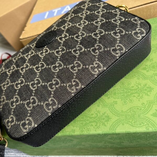 1:1 Replica Gucci Shoulder Bag With Interlocking G Black And White GG Supreme Canvas For Women  9.6in/24.5cm GG
