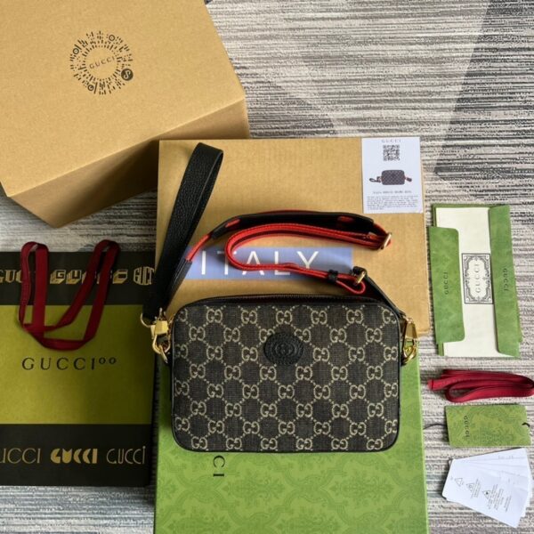 1:1 Replica Gucci Shoulder Bag With Interlocking G Black And White GG Supreme Canvas For Women  9.6in/24.5cm GG