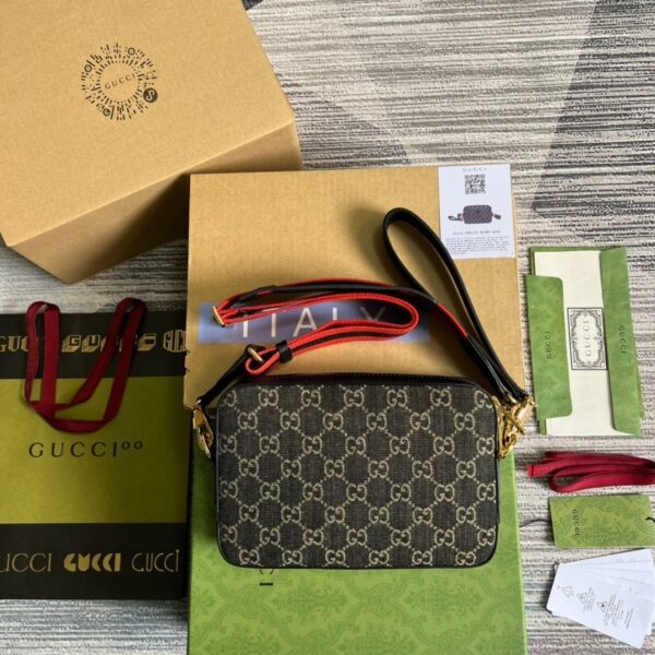 1:1 Replica Gucci Shoulder Bag With Interlocking G Black And White GG Supreme Canvas For Women  9.6in/24.5cm GG