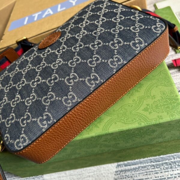 1:1 Replica Gucci Shoulder Bag With Interlocking G Blue And Ivory GG Denim Jacquard For Women  9.6in/24.5cm GG