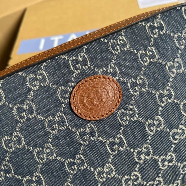 1:1 Replica Gucci Shoulder Bag With Interlocking G Blue And Ivory GG Denim Jacquard For Women  9.6in/24.5cm GG