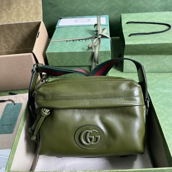 1:1 Replica Gucci Shoulder Tonal Double G Bag Green Khaki/Black For Men 23.3cm/9.2in 725696 AABDH 3353