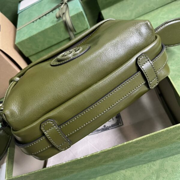 1:1 Replica Gucci Shoulder Tonal Double G Bag Green Khaki/Black For Men 23.3cm/9.2in 725696 AABDH 3353
