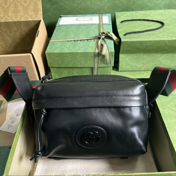 1:1 Replica Gucci Shoulder Tonal Double G Bag Green Khaki/Black For Men 23.3cm/9.2in 725696 AABDH 3353
