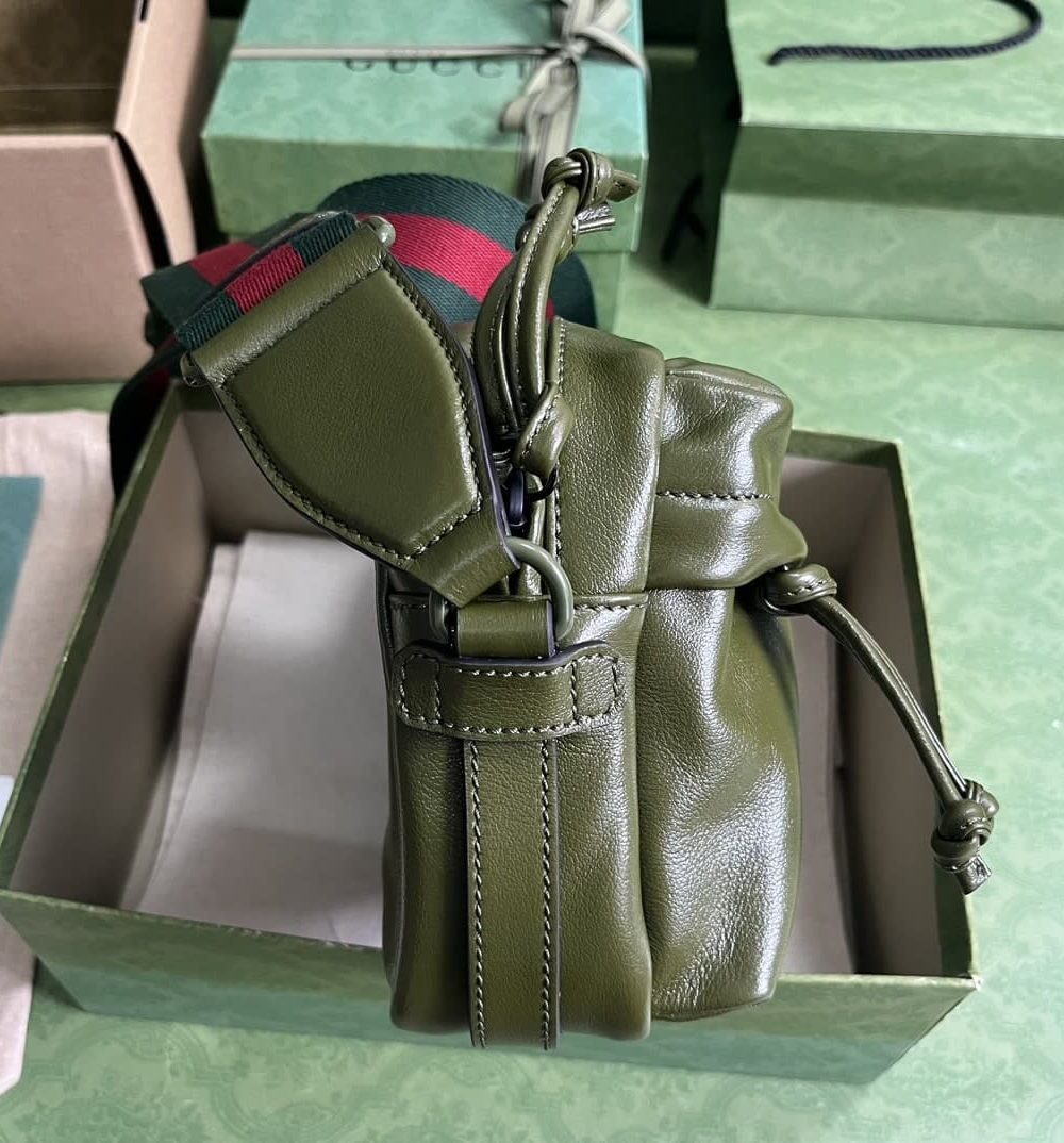 1:1 Replica Gucci Shoulder Tonal Double G Bag Green Khaki/Black For Men 23.3cm/9.2in 725696 AABDH 3353