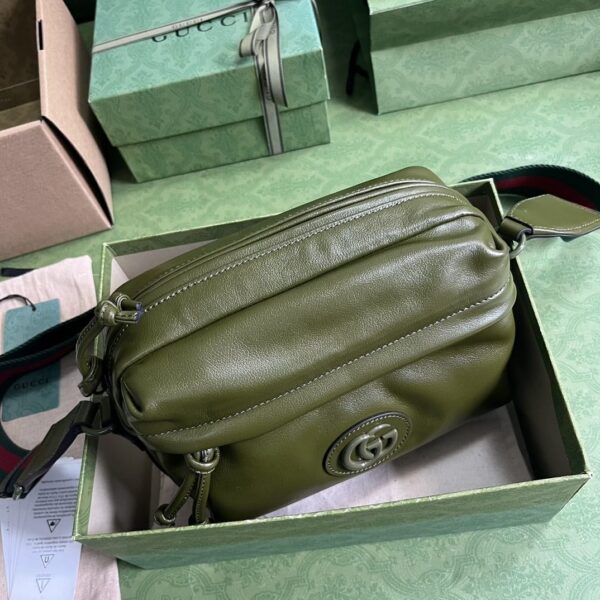 1:1 Replica Gucci Shoulder Tonal Double G Bag Green Khaki/Black For Men 23.3cm/9.2in 725696 AABDH 3353