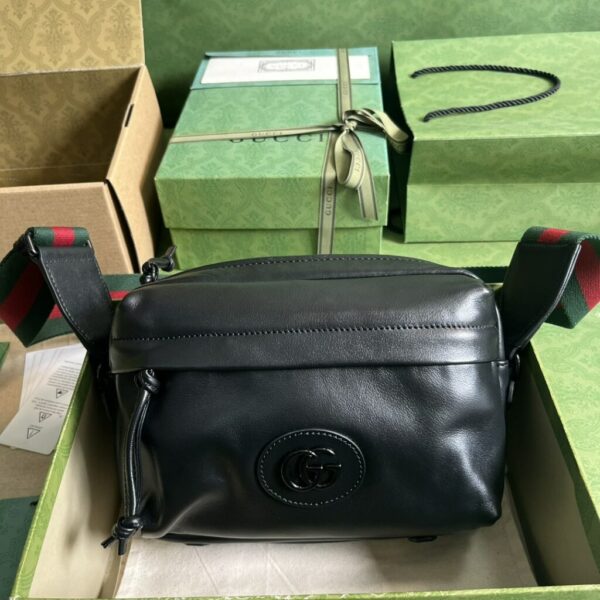 1:1 Replica Gucci Shoulder Tonal Double G Bag Green Khaki/Black For Men 23.3cm/9.2in 725696 AABDH 3353