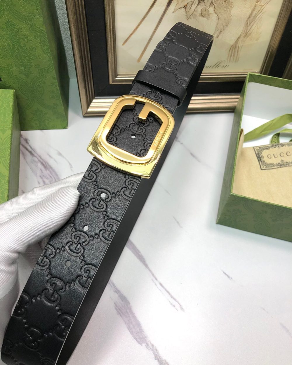 1:1 Replica Gucci Signature Belt Black For Women, Women Belt