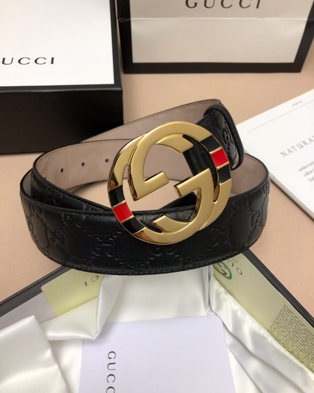 1:1 Replica Gucci Signature Belt Black For Women, Women Belt 370543 CWC1G 1000
