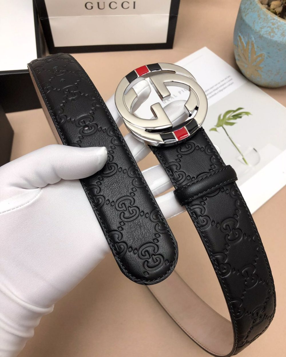 1:1 Replica Gucci Signature Belt Black For Women, Women Belt 411924 CWC1N 1000