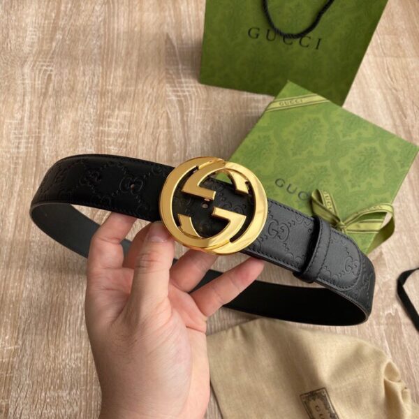 1:1 Replica Gucci Signature Belt Black GG, Women Belt ‎370543 CWC1G 1000