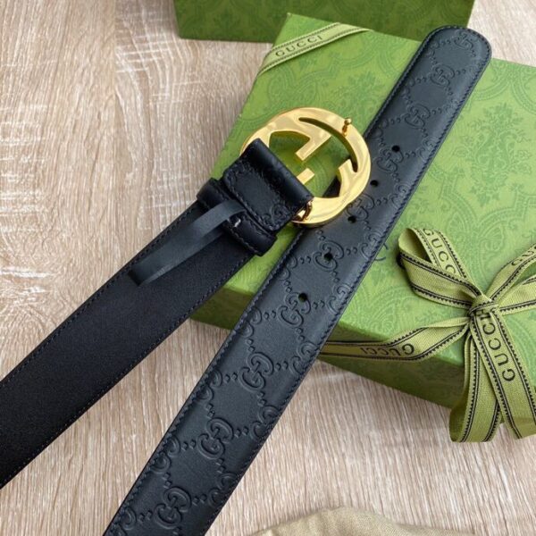 1:1 Replica Gucci Signature Belt Black GG, Women Belt ‎370543 CWC1G 1000
