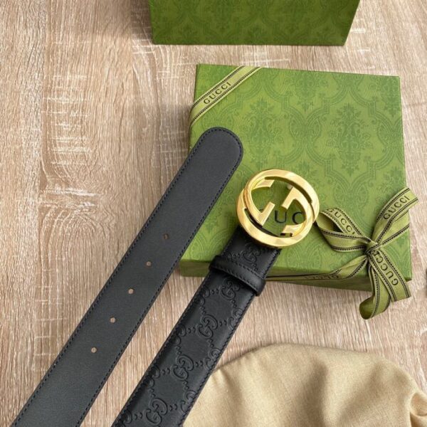 1:1 Replica Gucci Signature Belt Black GG, Women Belt ‎370543 CWC1G 1000