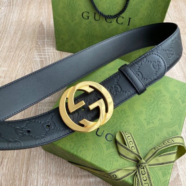 1:1 Replica Gucci Signature Belt Black GG, Women Belt ‎370543 CWC1G 1000