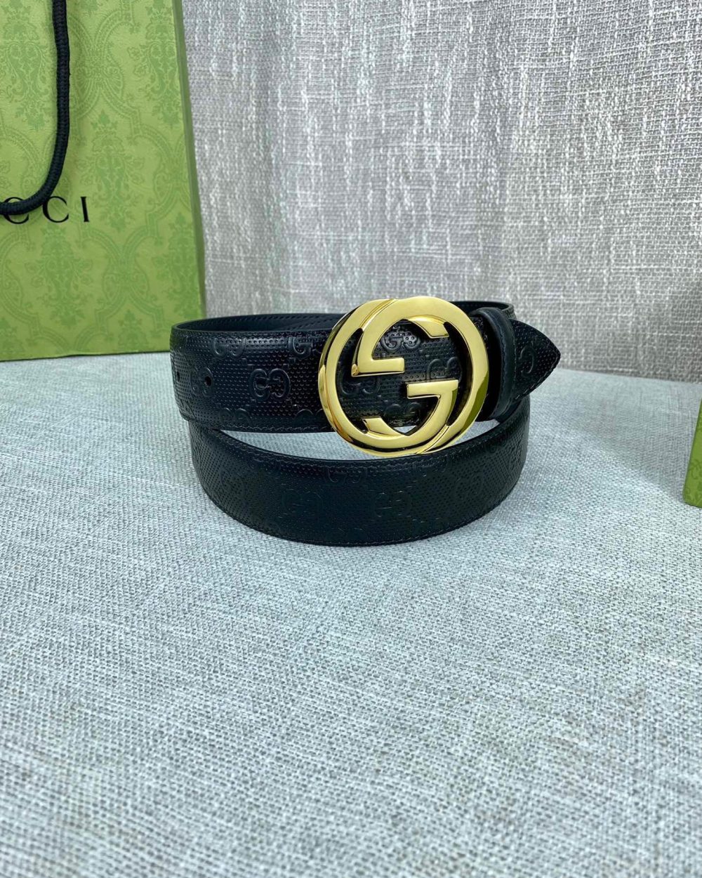 1:1 Replica Gucci Signature Belt Black GG, Women Belt 370543 CWC1G 1000