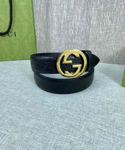 1:1 Replica Gucci Signature Belt Black GG, Women Belt 370543 CWC1G 1000