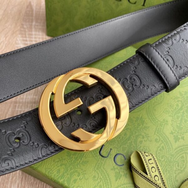 1:1 Replica Gucci Signature Belt Black GG, Women Belt ‎370543 CWC1G 1000