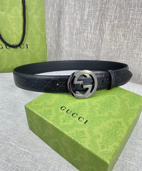 1:1 Replica Gucci Signature Belt Black GG, Women Belt ‎411924 CWC1N 1000