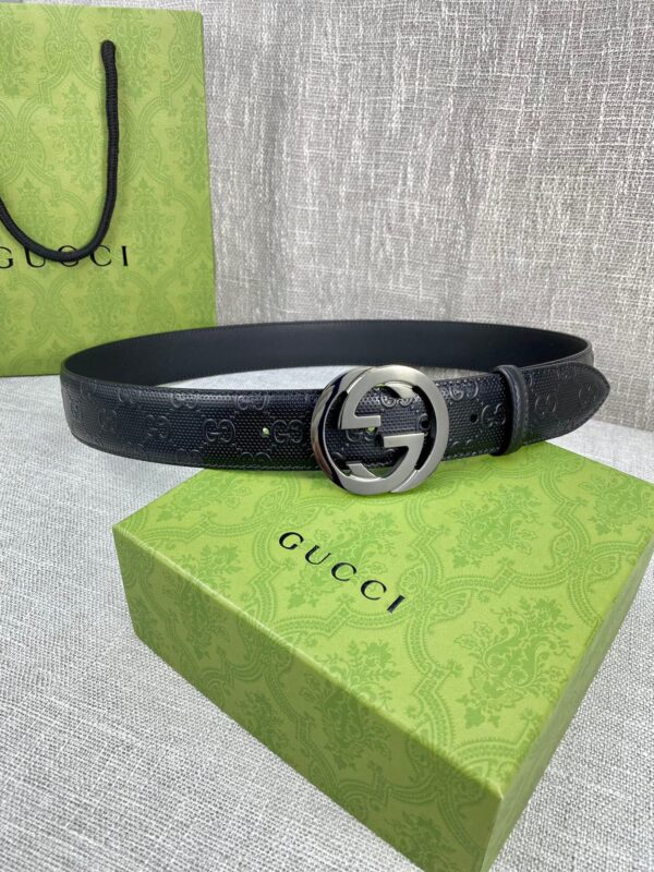 1:1 Replica Gucci Signature Belt Black GG, Women Belt ‎411924 CWC1N 1000