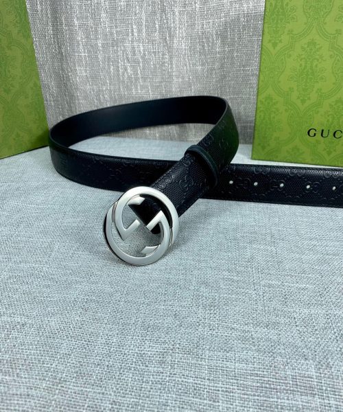 1:1 Replica Gucci Signature Belt Black GG, Women Belt ‎411924 CWC1N 1000