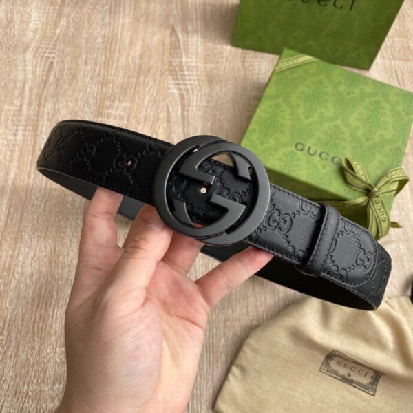 1:1 Replica Gucci Signature Belt Black GG, Women Belt 411924