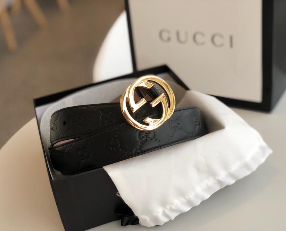 1:1 Replica Gucci Signature Belt Black/Cream GG, Women Belt 370543