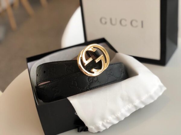 1:1 Replica Gucci Signature Belt Black/Cream GG, Women Belt 370543