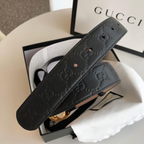 1:1 Replica Gucci Signature Belt Black/Cream GG, Women Belt 370543