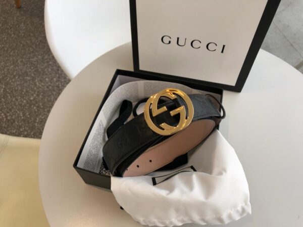1:1 Replica Gucci Signature Belt Black/Cream GG, Women Belt 370543