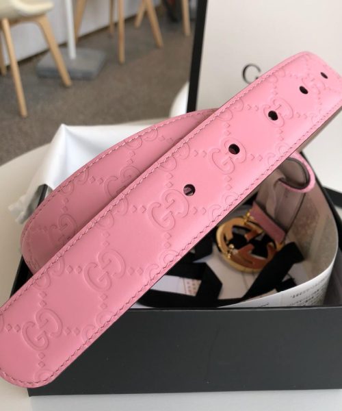 1:1 Replica Gucci Signature Belt Pink/Cream GG, Women Belt 370543