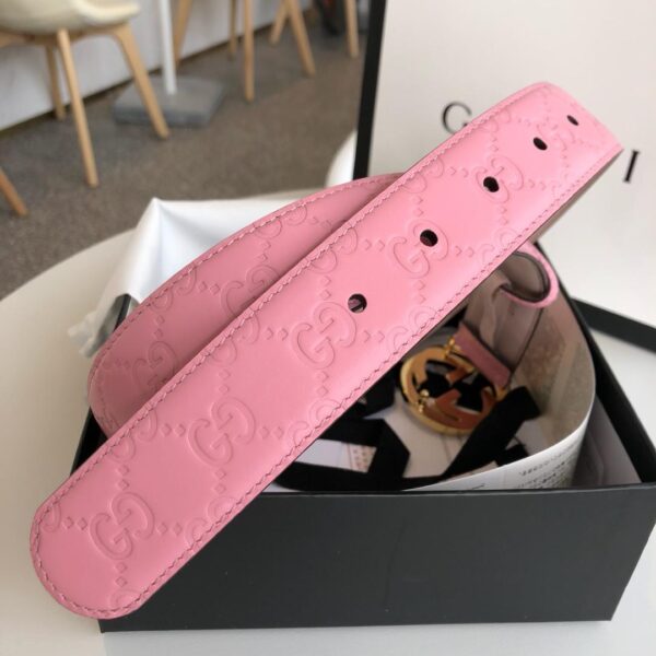 1:1 Replica Gucci Signature Belt Pink/Cream GG, Women Belt 370543