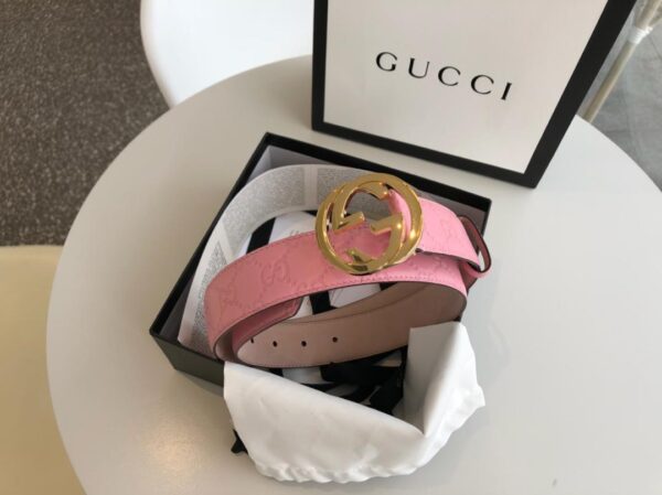 1:1 Replica Gucci Signature Belt Pink/Cream GG, Women Belt 370543