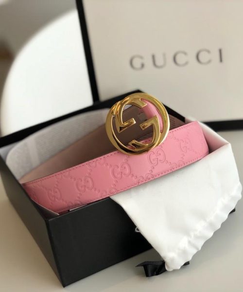 1:1 Replica Gucci Signature Belt Pink/Cream GG, Women Belt 370543