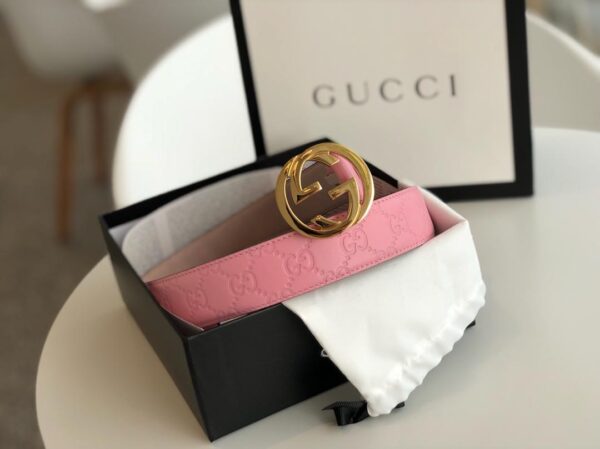 1:1 Replica Gucci Signature Belt Pink/Cream GG, Women Belt 370543