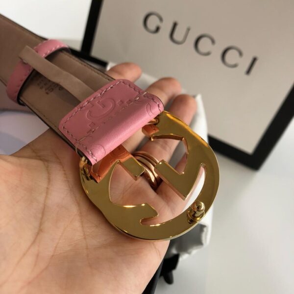 1:1 Replica Gucci Signature Belt Pink/Cream GG, Women Belt 370543