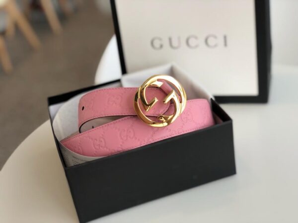 1:1 Replica Gucci Signature Belt Pink/Cream GG, Women Belt 370543