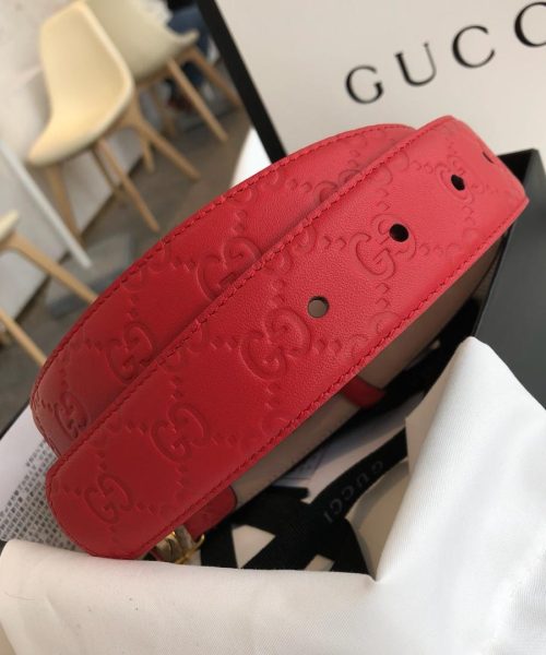 1:1 Replica Gucci Signature Belt Red/Cream GG, Women Belt 370543
