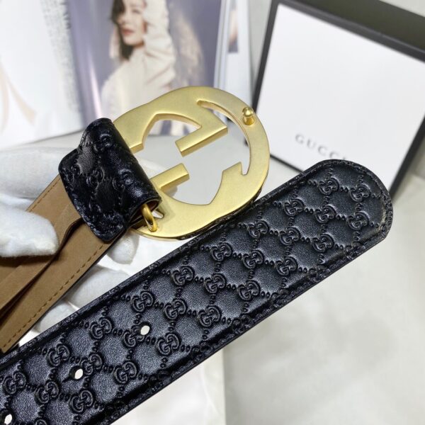 1:1 Replica Gucci Signature Belt With Crystal Interlocking G Buckle Black For Women, Women Belt