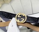 1:1 Replica Gucci Signature Belt With Crystal Interlocking G Buckle Black For Women, Women Belt