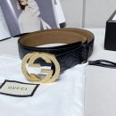 1:1 Replica Gucci Signature Belt With Crystal Interlocking G Buckle Black For Women, Women Belt