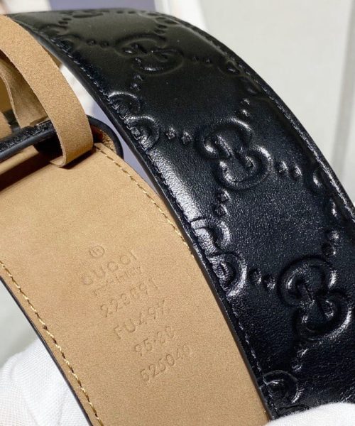 1:1 Replica Gucci Signature Belt With Crystal Interlocking G Buckle Black For Women, Women Belt