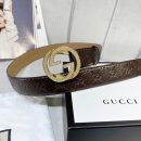 1:1 Replica Gucci Signature Belt With Crystal Interlocking G Buckle Brown For Women, Women Belt