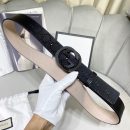 1:1 Replica Gucci Signature Belt With Patterned Interlocking G Buckle Black For Women, Women Belt