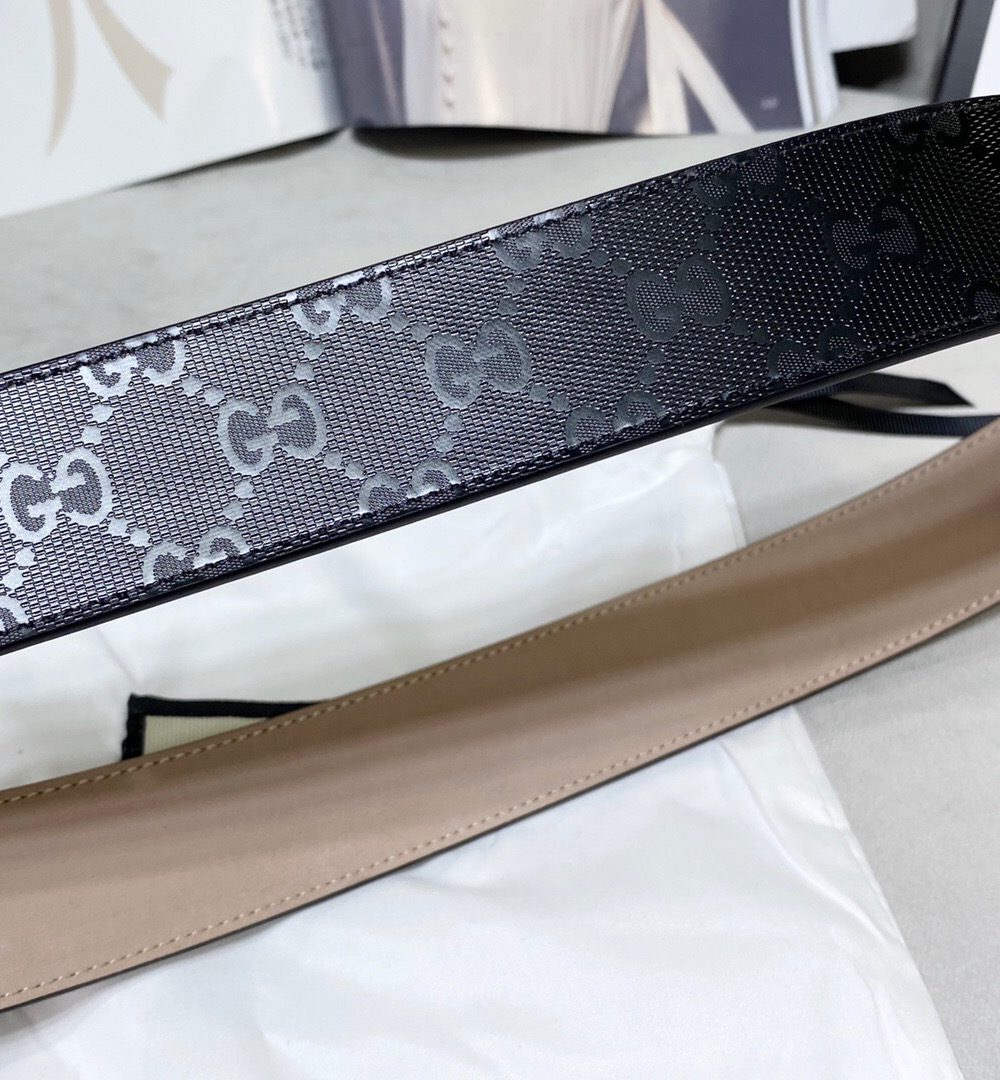 1:1 Replica Gucci Signature Belt With Patterned Interlocking G Buckle Black For Women, Women Belt
