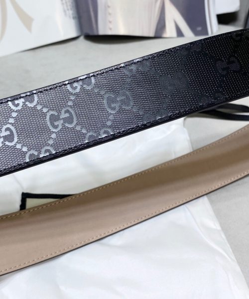 1:1 Replica Gucci Signature Belt With Patterned Interlocking G Buckle Black For Women, Women Belt