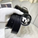 1:1 Replica Gucci Signature Belt With Patterned Interlocking G Buckle Black For Women, Women Belt
