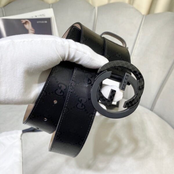 1:1 Replica Gucci Signature Belt With Patterned Interlocking G Buckle Black For Women, Women Belt